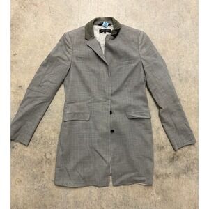 Rag & Bone New York Gray Plaid Wool Blend‎ Longline Blazer Jacket Size 4